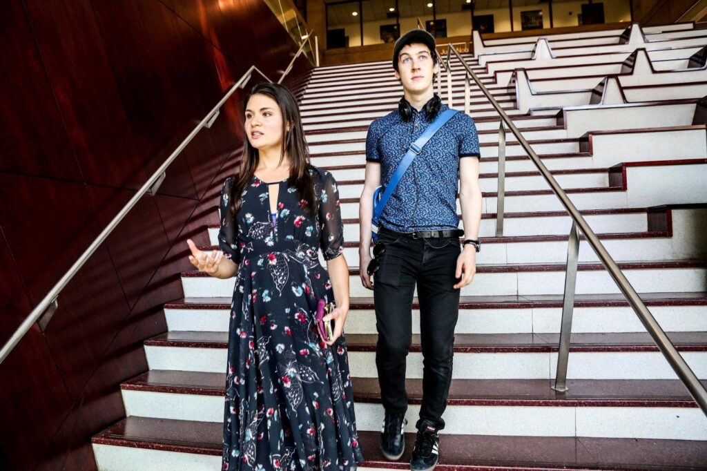 Alex Sharp and Phillipa Soo at Juilliard